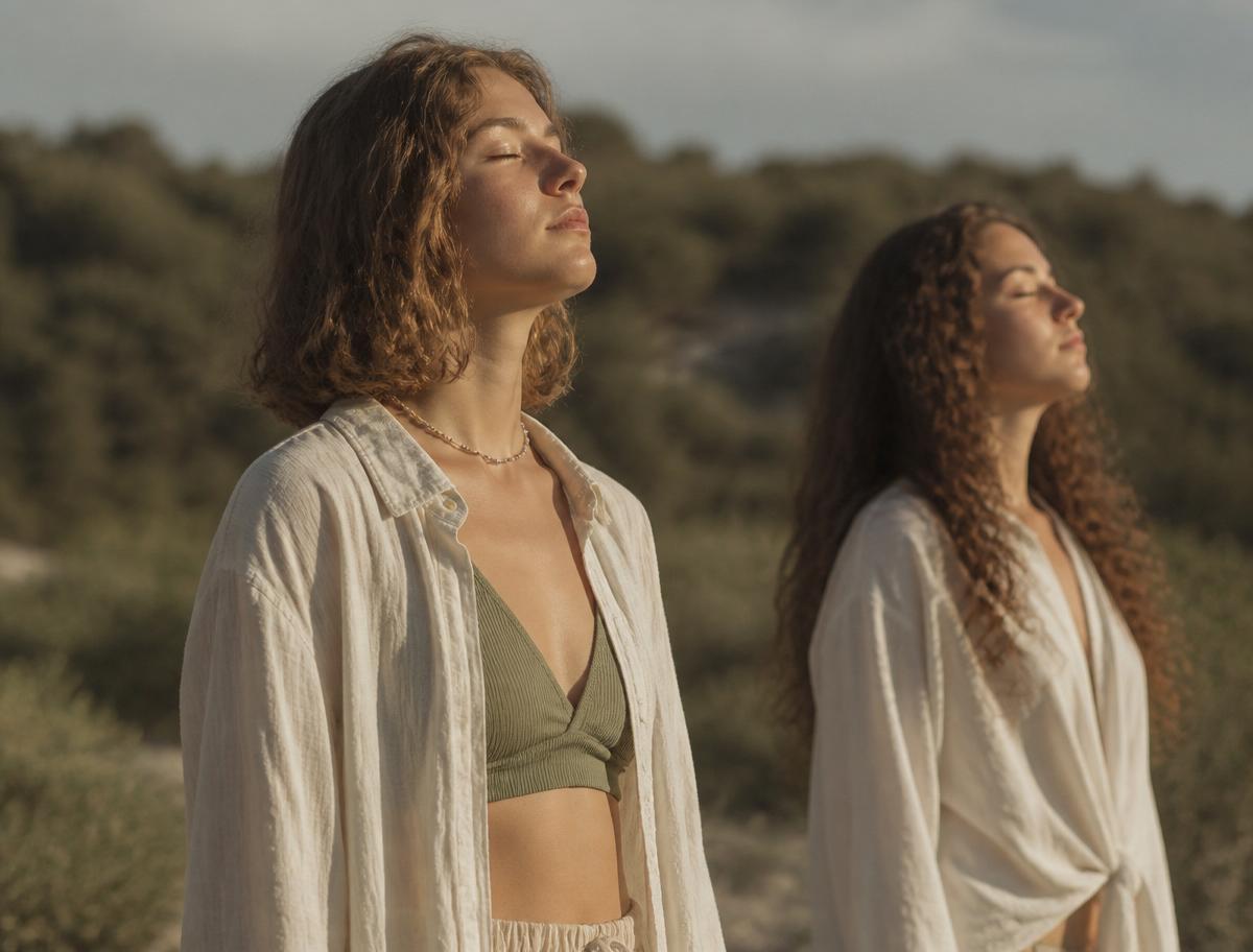 Adolescentes respirando al aire libre